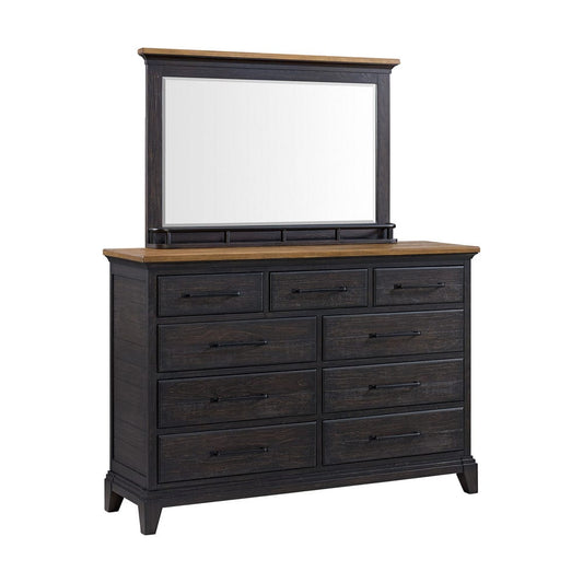 Picket House Furnishings -  Johnshaven  Dresser and Mirror Set in Espresso & Brown - B-16670-5-DRMR view 1