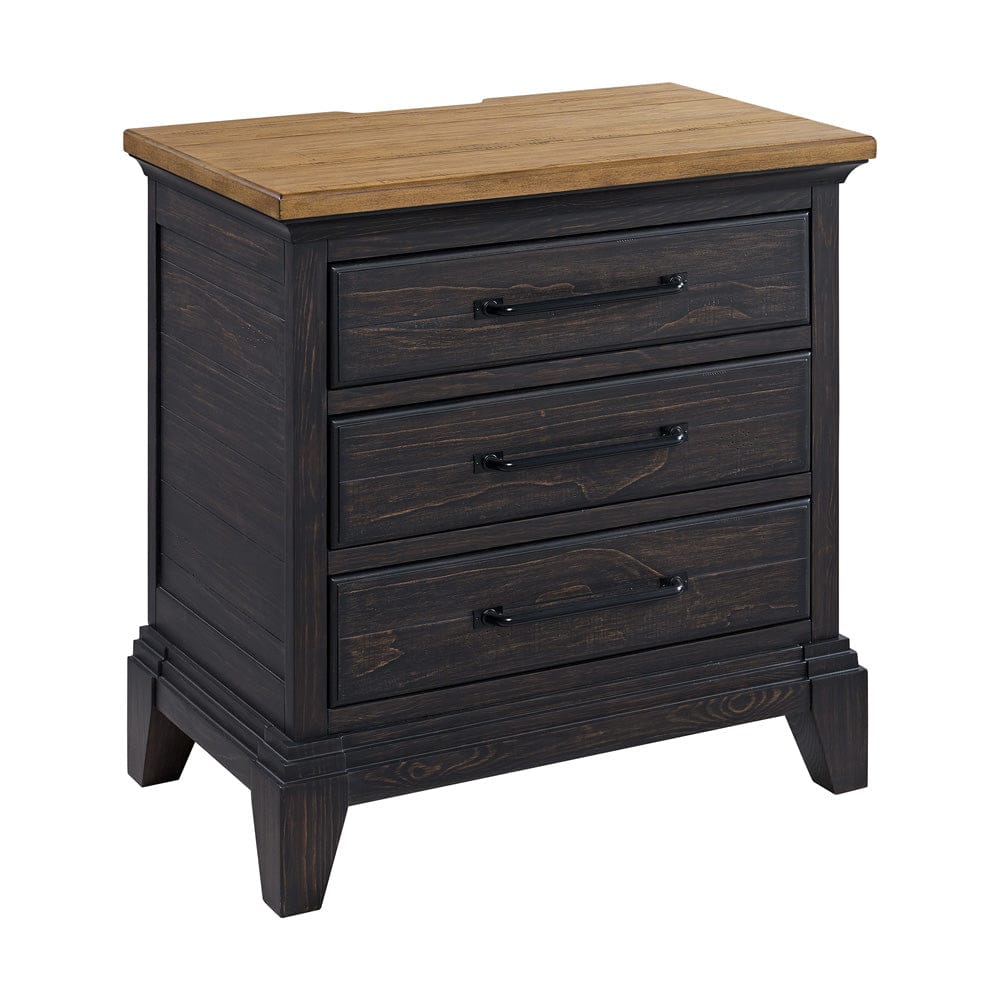 Picket House Furnishings -  Johnshaven  Nightstand with Charger & Sensor Light in Espresso & Brown - B-16670-5-NS view 1