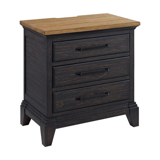Picket House Furnishings -  Johnshaven  Nightstand with Charger & Sensor Light in Espresso & Brown - B-16670-5-NS view 1