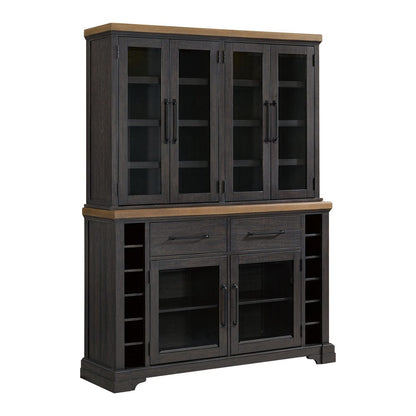 Picket House Furnishings -  Johnshaven Server and Hutch with LED Light in Espresso and Brown - D-16670-8-SVHT view 1