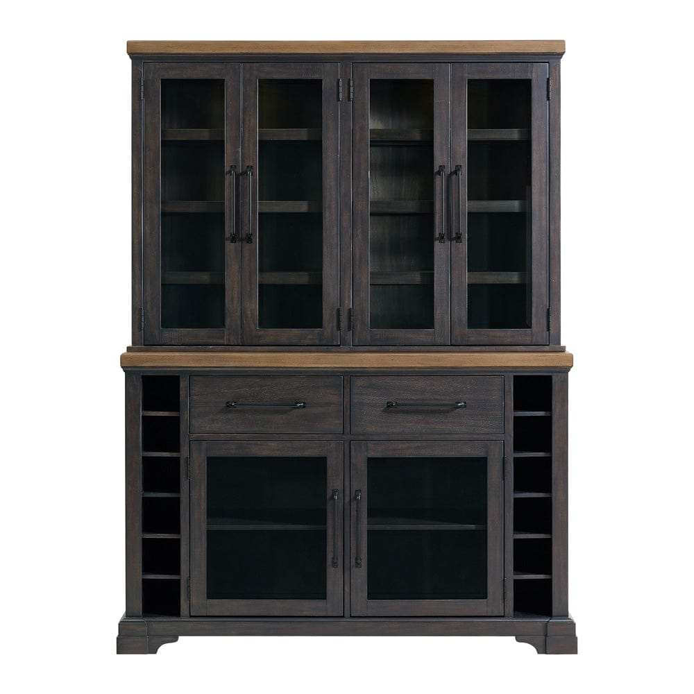 Picket House Furnishings -  Johnshaven Server and Hutch with LED Light in Espresso and Brown - D-16670-8-SVHT view 2