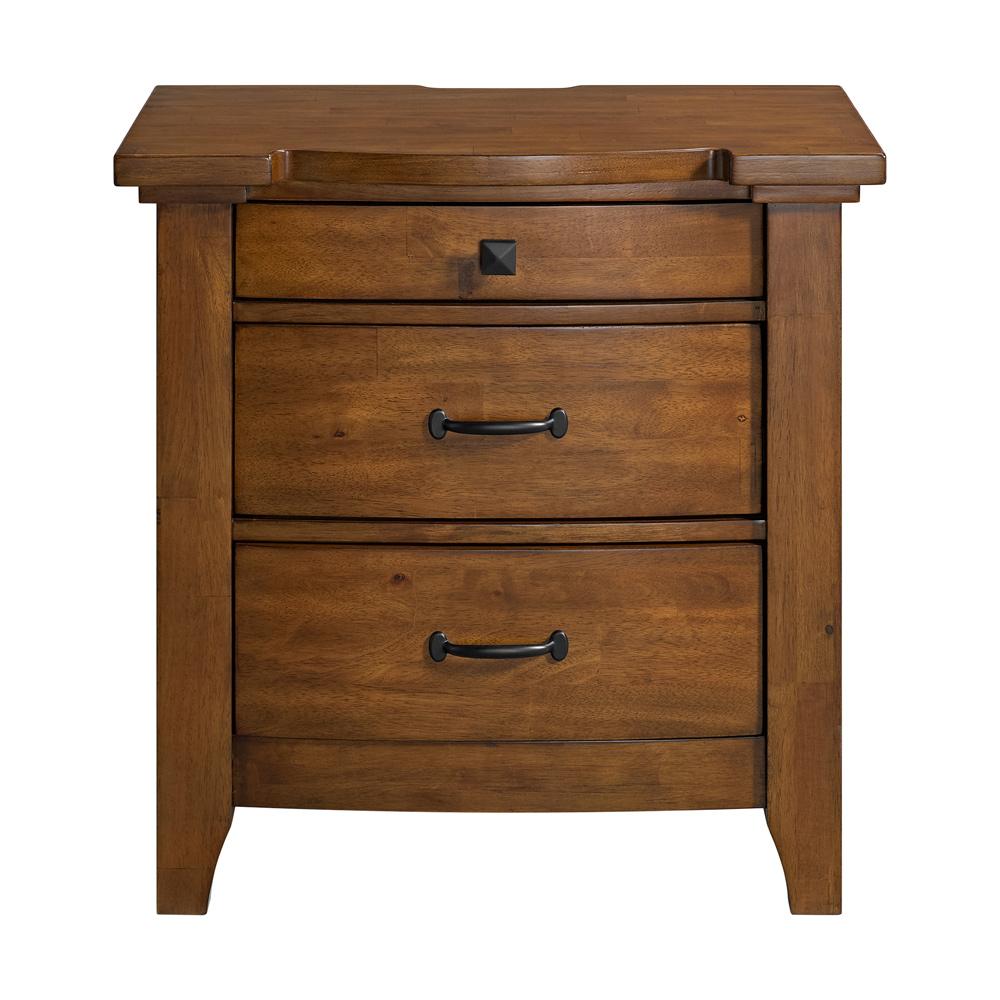 Picket House Furnishings - Joseph 3-Drawer Nightstand with USB and Power in Chestnut - B-15580-5-NS veiw 2
