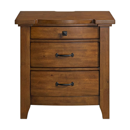Picket House Furnishings - Joseph 3-Drawer Nightstand with USB and Power in Chestnut - B-15580-5-NS veiw 2