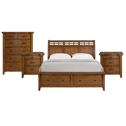 Picket House Furnishings - Joseph King Sleigh Storage 4PC Bedroom Set in Chestnut - B-15580-5-KSB-NSCH view 1