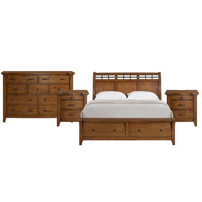 Picket House Furnishings - Joseph King Sleigh Storage 4PC Bedroom Set in Chestnut - B-15580-5-KSB-NSDR view 1