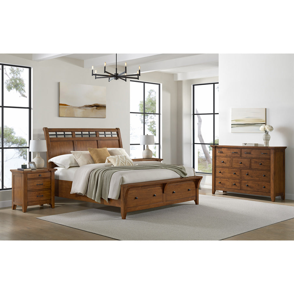 Picket House Furnishings - Joseph King Sleigh Storage 4PC Bedroom Set in Chestnut - B-15580-5-KSB-NSDR view 3