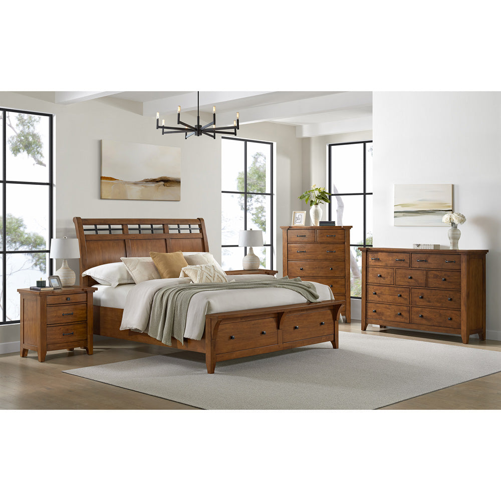 Picket House Furnishings - Joseph King Sleigh Storage 5PC Bedroom Set in Chestnut - B-15580-5-KSB-NSDRC view 3