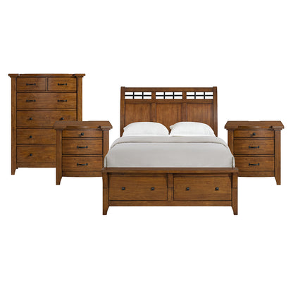 Picket House Furnishings - Joseph Queen Sleigh Storage 4PC Bedroom Set in Chestnut - B-15580-5-QSB-NSCH view 1