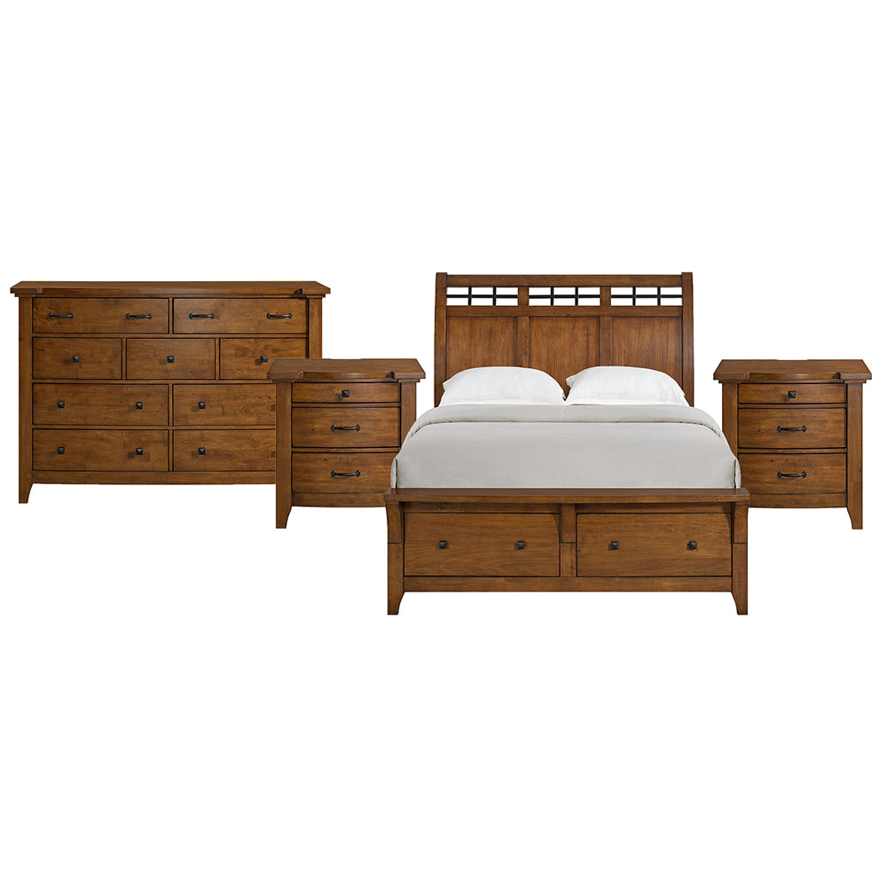 Picket House Furnishings - Joseph Queen Sleigh Storage 4PC Bedroom Set in Chestnut - B-15580-5-QSB-NSDR view 1