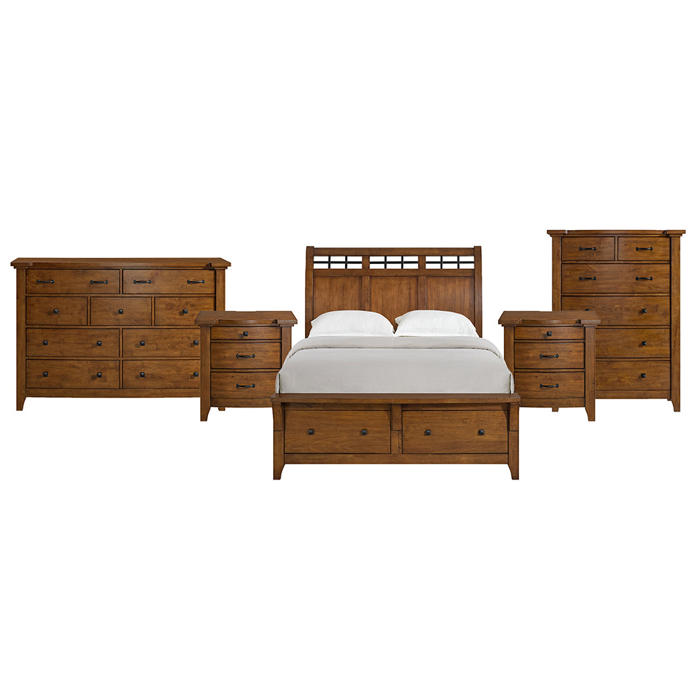Picket House Furnishings - Joseph Queen Sleigh Storage 5PC Bedroom Set in Chestnut - B-15580-5-QSB-NSDRC view 1