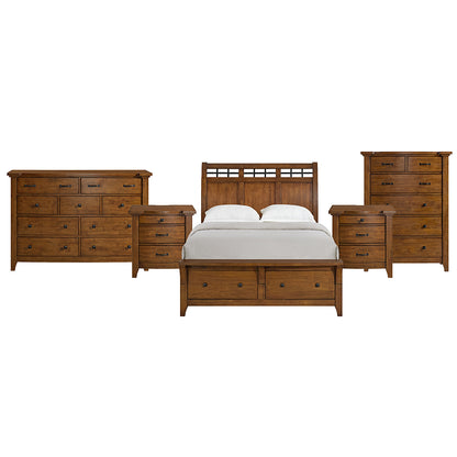 Picket House Furnishings - Joseph Queen Sleigh Storage 5PC Bedroom Set in Chestnut - B-15580-5-QSB-NSDRC view 1