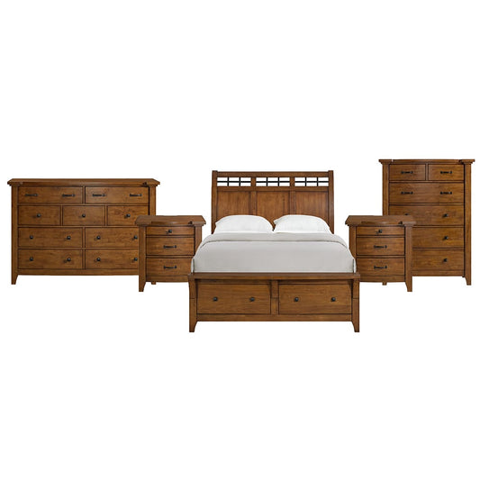 Picket House Furnishings - Joseph Queen Sleigh Storage 5PC Bedroom Set in Chestnut - B-15580-5-QSB-NSDRC view 1