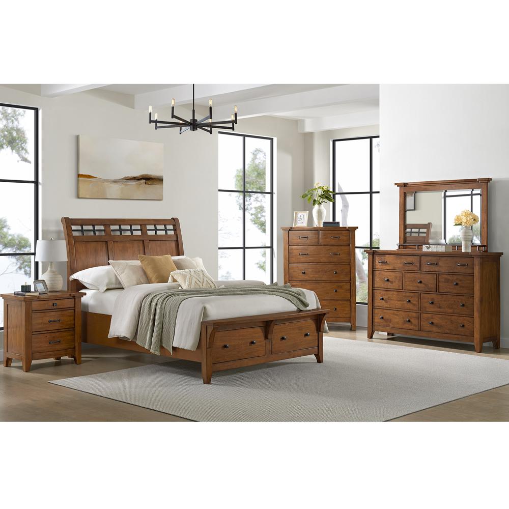Picket House Furnishings - Joseph Queen Sleigh Storage 5PC Bedroom Set in Chestnut - B-15580-5-QSB-5PC veiw 1