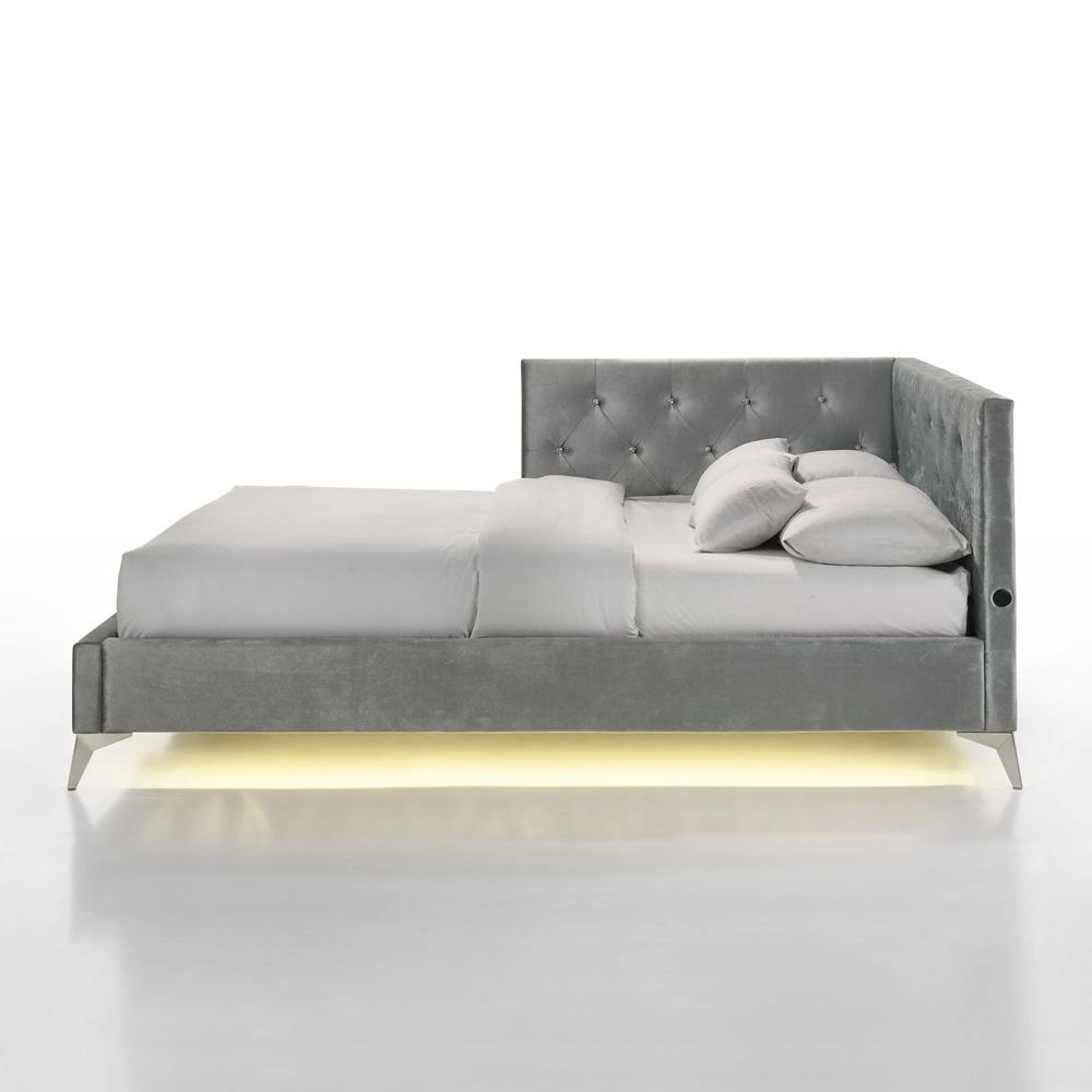 Picket House Furnishings - Juniper Full UPH Corner Bed with LED and USB in Grey - B-480-3-FCB veiw 2