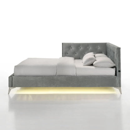 Picket House Furnishings - Juniper Full UPH Corner Bed with LED and USB in Grey - B-480-3-FCB veiw 2