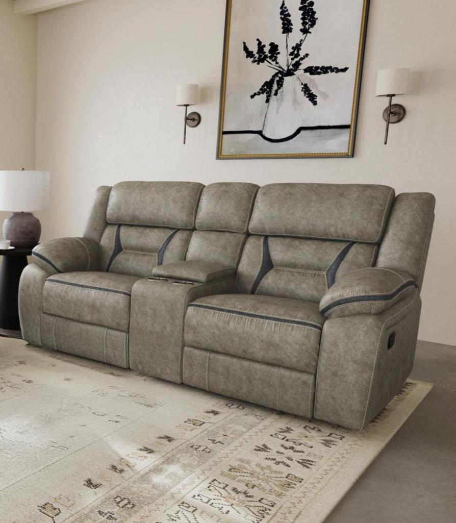 Picket House Furnishings -  Kaoru Motion Loveseat with Console in Corral Grey - U-8490-9760-285 veiw 3