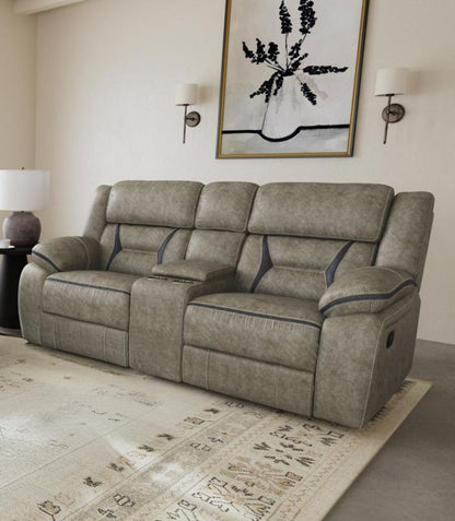 Picket House Furnishings -  Kaoru Motion Loveseat with Console in Corral Grey - U-8490-9760-285 veiw 3