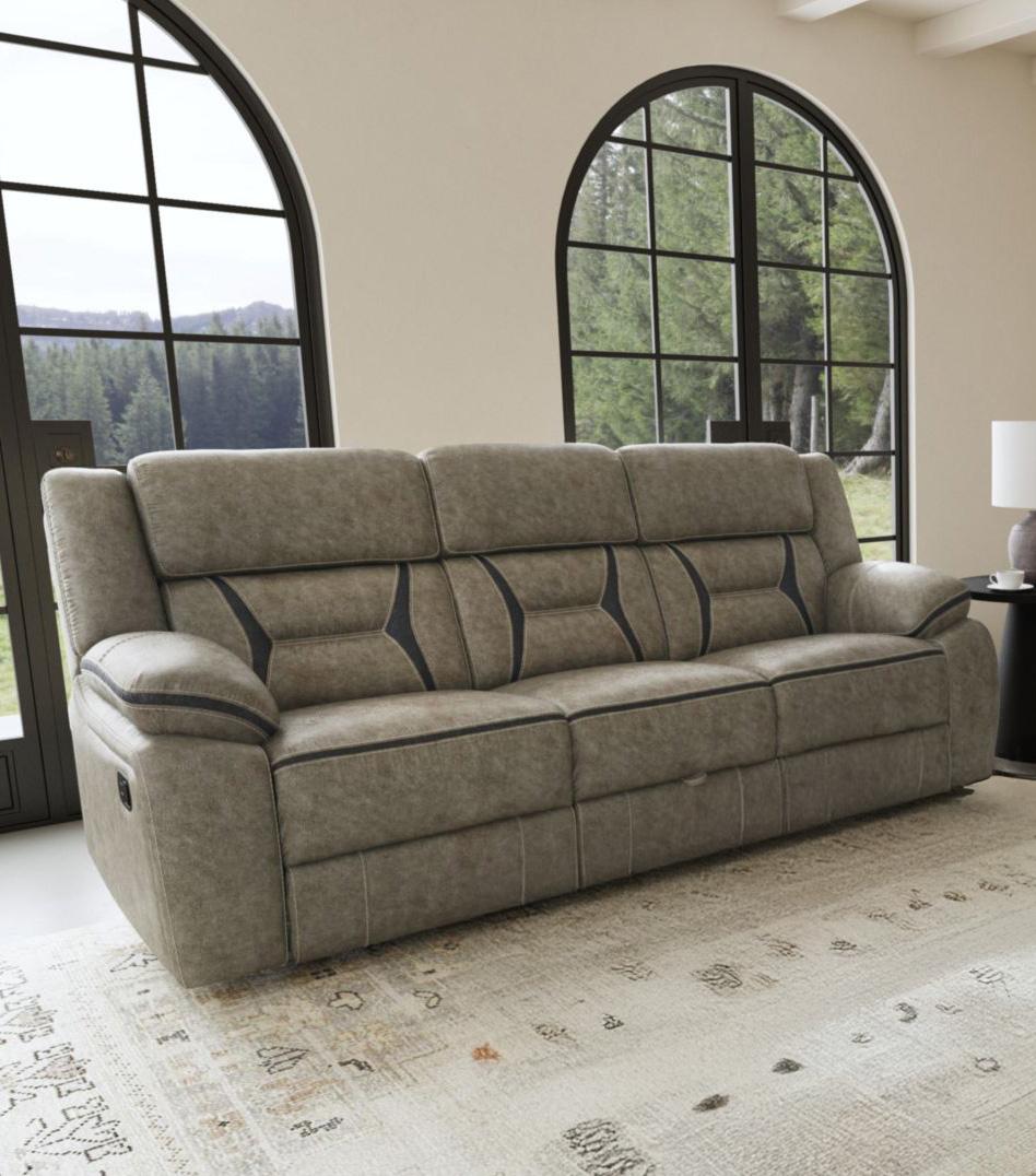 Picket House Furnishings -  Kaoru Motion Sofa with DDT, Drawer and PWS in Corral Grey - U-8490-9760-308D veiw 4