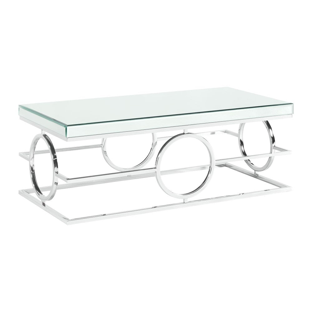 Picket House Furnishings - Katie Rectangle Mirrored Coffee Table in Chrome - CTPL100CT veiw 1
