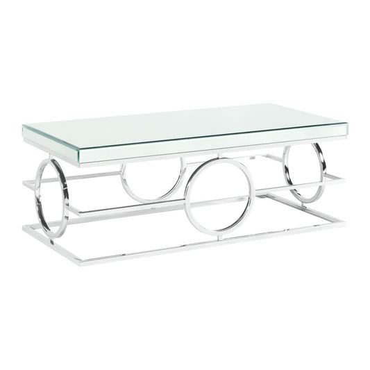 Picket House Furnishings - Katie Rectangle Mirrored Coffee Table in Chrome - CTPL100CT veiw 1