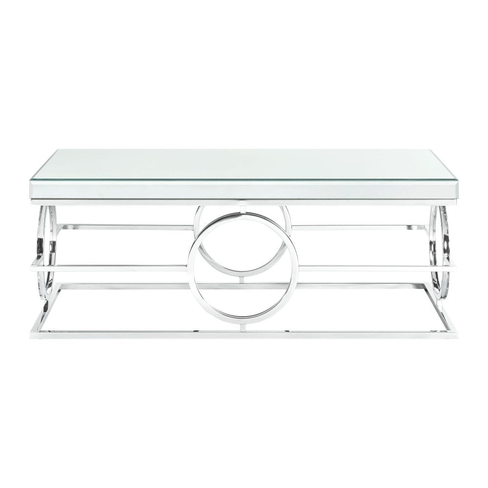 Picket House Furnishings - Katie Rectangle Mirrored Coffee Table in Chrome - CTPL100CT veiw 2