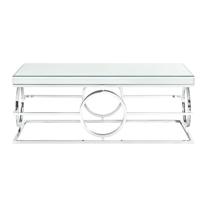 Picket House Furnishings - Katie Rectangle Mirrored Coffee Table in Chrome - CTPL100CT veiw 2