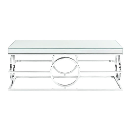 Picket House Furnishings - Katie Rectangle Mirrored Coffee Table in Chrome - CTPL100CT veiw 2