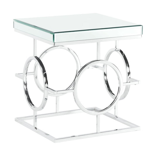 Picket House Furnishings - Katie Square Mirrored End Table in Chrome - CTPL100ET veiw 1