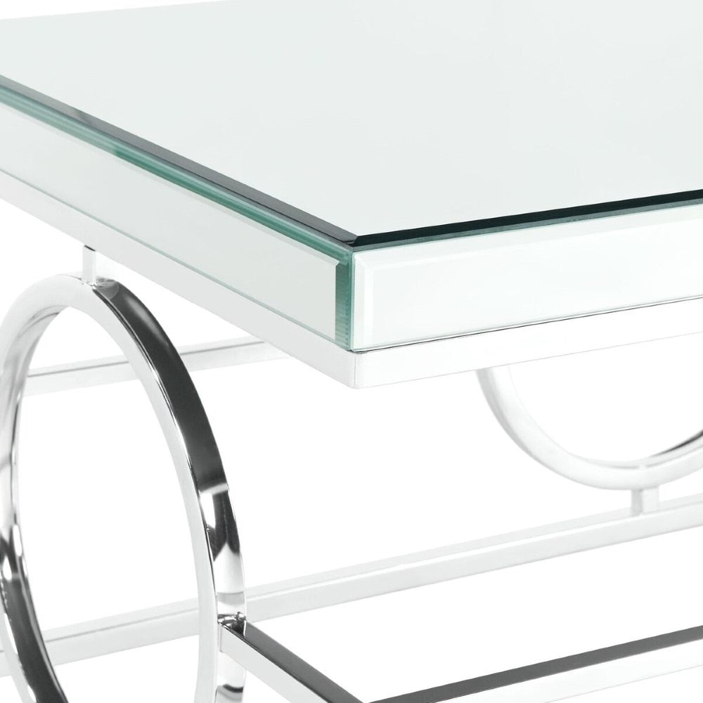 Picket House Furnishings - Katie Square Mirrored End Table in Chrome - CTPL100ET veiw 3