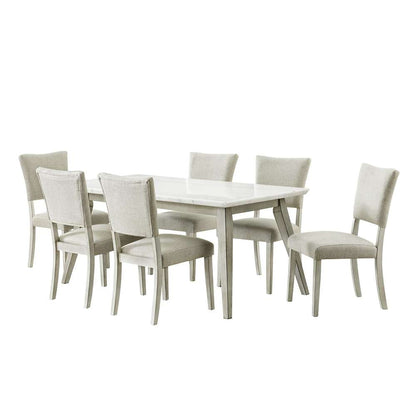 Picket House Furnishings - Kean  7PC Dining Set in White with Table and Six Chairs - D-1270-B7PC veiw 1