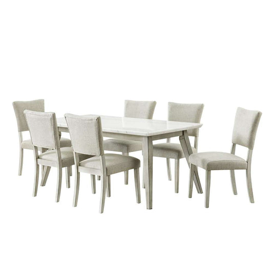 Picket House Furnishings - Kean  7PC Dining Set in White with Table and Six Chairs - D-1270-B7PC veiw 1