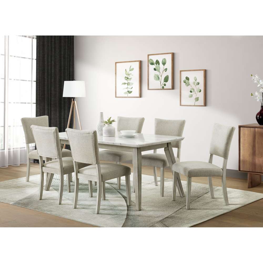 Picket House Furnishings - Kean  7PC Dining Set in White with Table and Six Chairs - D-1270-B7PC veiw 2