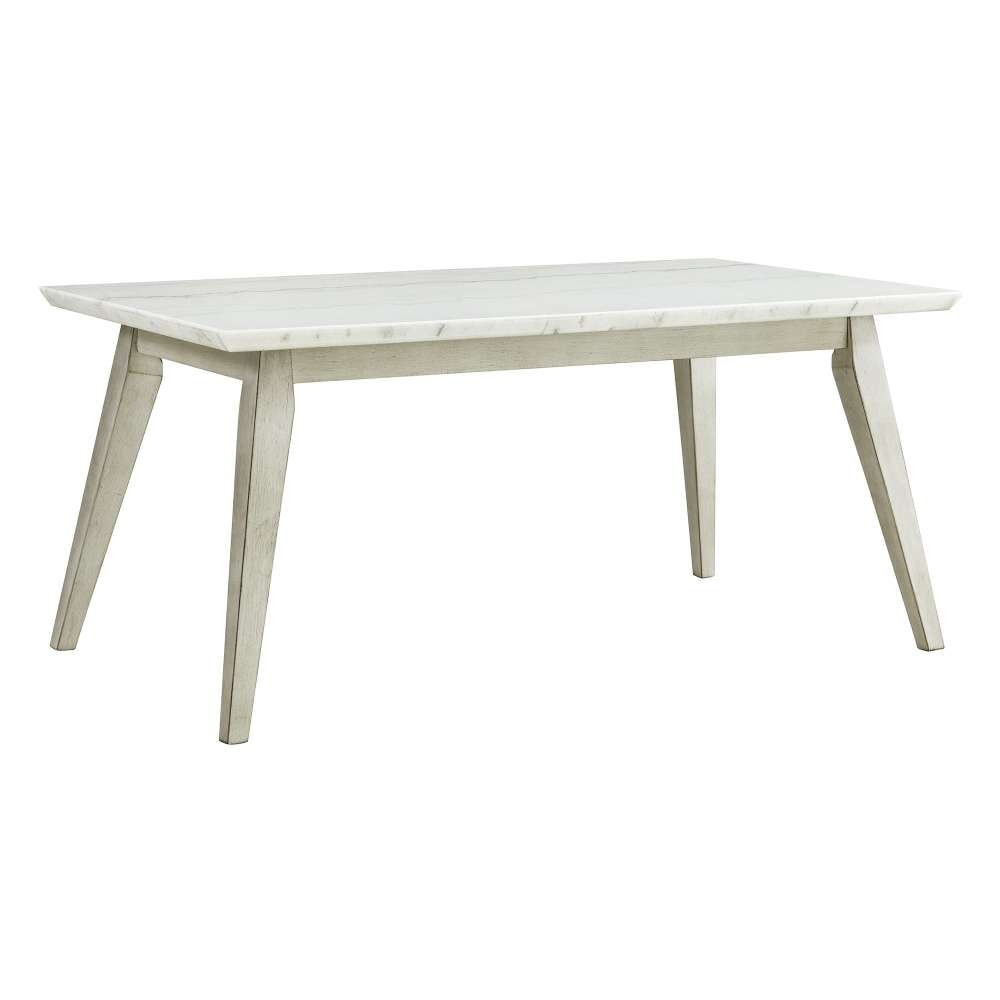 Picket House Furnishings - Kean  Dining Table w/white marble top in White - D-1270-DT veiw 1