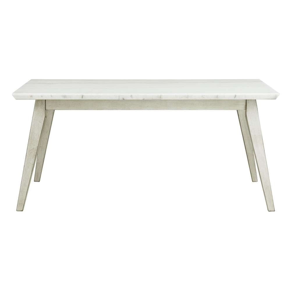 Picket House Furnishings - Kean  Dining Table w/white marble top in White - D-1270-DT veiw 2