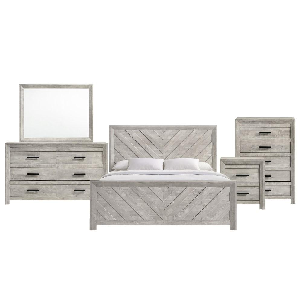 Picket House Furnishings - Keely King Panel 5PC Bedroom Set in White - EL700KB5PC veiw 1