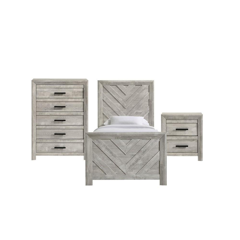Picket House Furnishings - Keely Twin Panel 3PC Bedroom Set in White - EL700TB3PC veiw 1