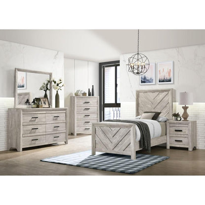 Picket House Furnishings - Keely Twin Panel 3PC Bedroom Set in White - EL700TB3PC veiw 2