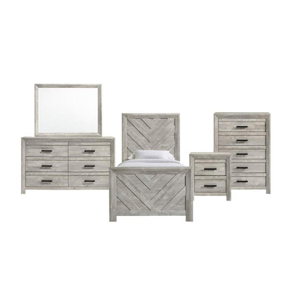 Picket House Furnishings - Keely Twin Panel 5PC Bedroom Set in White - EL700TB5PC veiw 1
