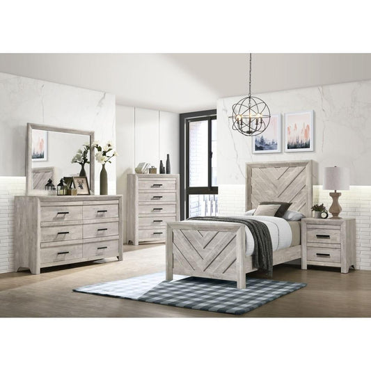 Picket House Furnishings - Keely Twin Panel 5PC Bedroom Set in White - EL700TB5PC veiw 2