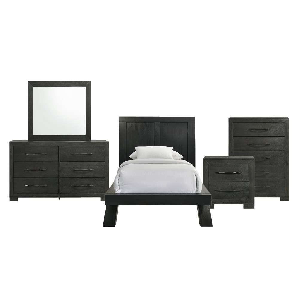 Picket House Furnishings - Kenn Twin Panel 5PC Bedroom Set in Black - B-3410-8-TB-5PC veiw 1