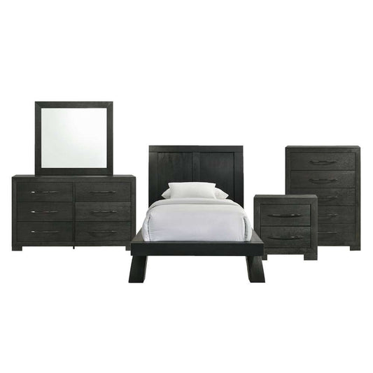 Picket House Furnishings - Kenn Twin Panel 5PC Bedroom Set in Black - B-3410-8-TB-5PC veiw 1