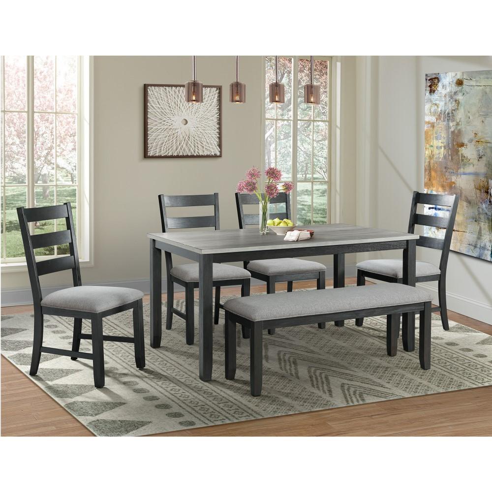 Picket House Furnishings - Kona Gray 6PC Dining Set-Table, Four Chairs & Bench - DMT3006DS veiw 1