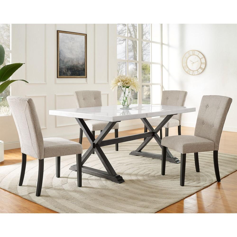 Picket House Furnishings - Landon 5pc Dining Set-Table And Four Chairs In White/Taupe - CLX1005PC veiw 1