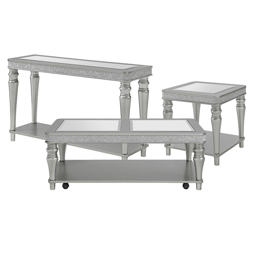 Picket House Furnishings - Lavigne 3PC Occasional Table Set in Silver-Coffee Table, End Table & Sofa Table - T-4900-15-ST-3PC veiw 1