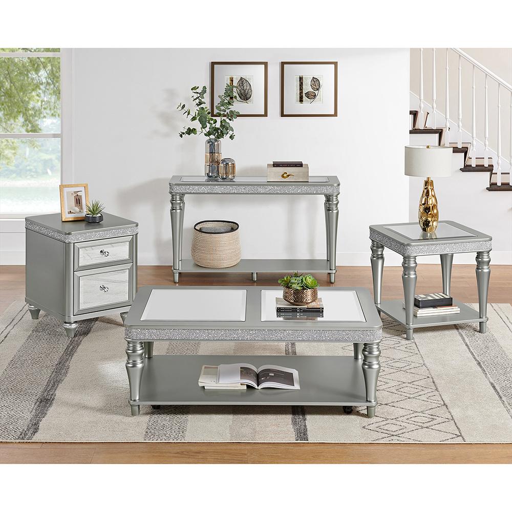 Picket House Furnishings - Lavigne 3PC Occasional Table Set in Silver-Coffee Table, End Table & Sofa Table - T-4900-15-ST-3PC veiw 2