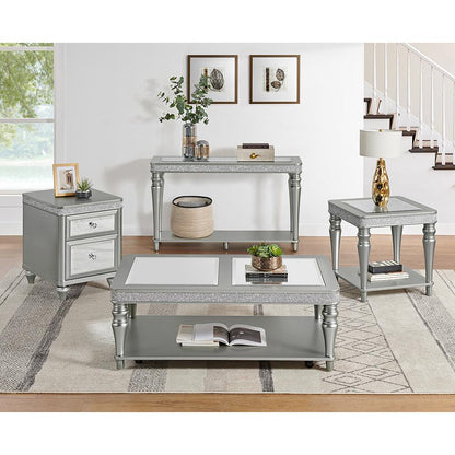 Picket House Furnishings - Lavigne 3PC Occasional Table Set in Silver-Coffee Table, End Table & Sofa Table - T-4900-15-ST-3PC veiw 2