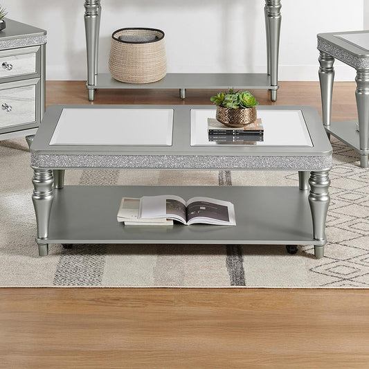 Picket House Furnishings - Lavigne Coffee Table with Casters in Silver - T-4900-15-CT veiw 1