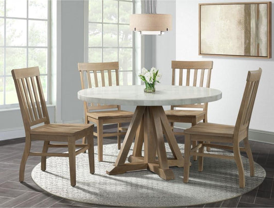 Picket House Furnishings - Liam Round 5PC Dining Set-Table and Four Chairs - CDLW180RD5PC veiw 1
