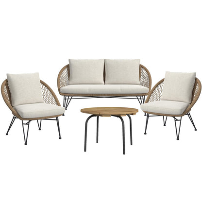 Picket House Furnishings - Lilly Outdoor Seating 4PC Set - Black, Natural and Olefin Beige - O-17940-6-4OS view 1