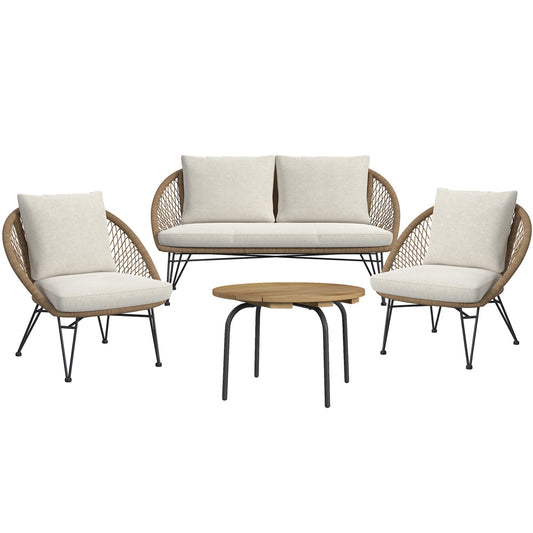 Picket House Furnishings - Lilly Outdoor Seating 4PC Set - Black, Natural and Olefin Beige - O-17940-6-4OS view 1